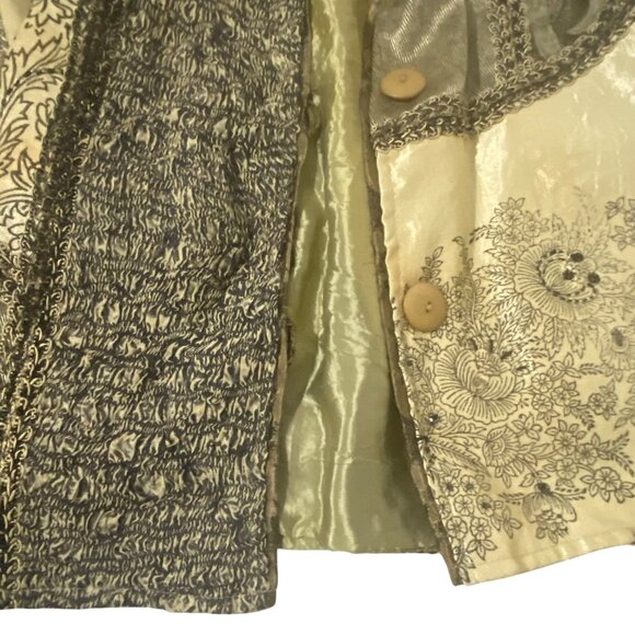 Vintage Flashback Womens Jacket L Patchwork Textured Embroidered Boho Glamour - Picture 9 of 9